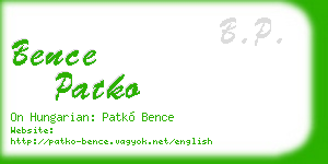 bence patko business card